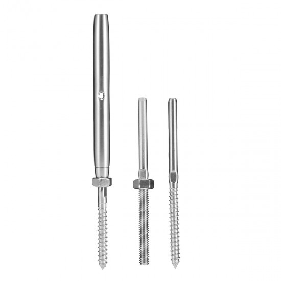 316 Stainless Steel Stud Swage Tensioner with Lag Screw Set for 1/8'' Cable Railing Rail