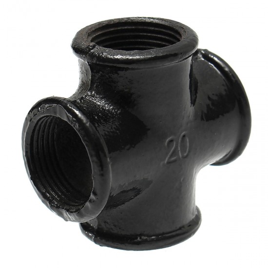 3/4 Inch Black Iron Pipe Threaded Cross Fitting Plumbing Malleable Cross Pipes Fittings