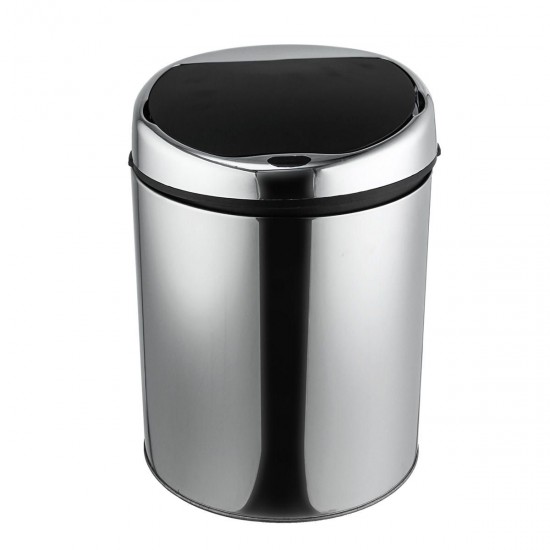 3/4/6L Stainless Steel Round Sensor Trash Can Touchless Motion Automatic Opening Recycler Waste Bins