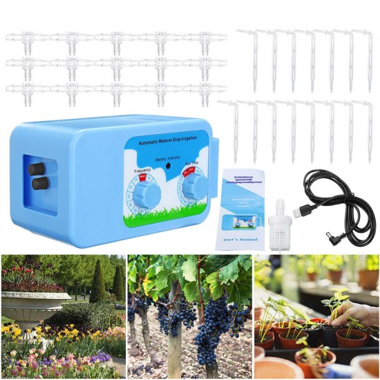 34Pcs/Set Intelligent Garden Automatic Watering Device Set w/ 10M Hose Flower Drip Irrigation Watering Tool Kits Water Timer DIY System