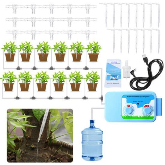 34Pcs/Set Intelligent Garden Automatic Watering Device Set w/ 10M Hose Flower Drip Irrigation Watering Tool Kits Water Timer DIY System