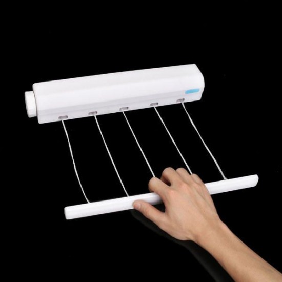 3.75M Retractable Hanging Rack 5 Line Wall Mounted White for Laundry Dry Clothes