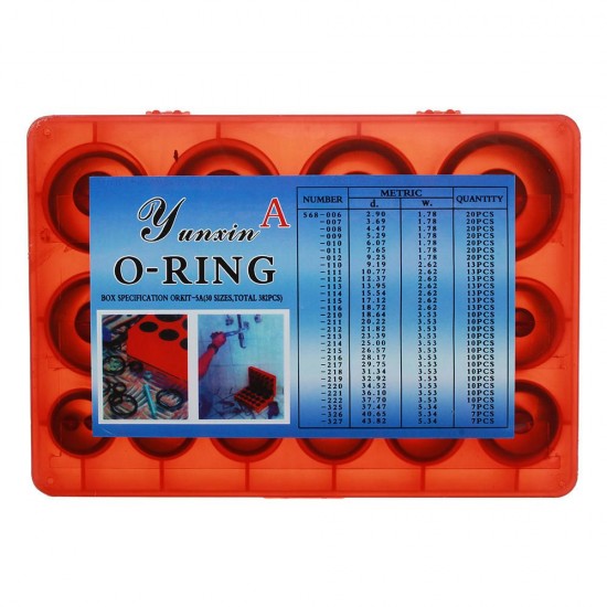 382Pcs Universal O-Ring Assortment Kit Metric Rubber O-Ring Washer Automotive Storage Case ORing Set