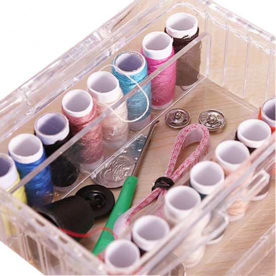 40Pcs/Set Sewing Kit Thread Threader Needle Tape Measure Scissor Thimble Storage Box