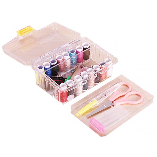 40Pcs/Set Sewing Kit Thread Threader Needle Tape Measure Scissor Thimble Storage Box