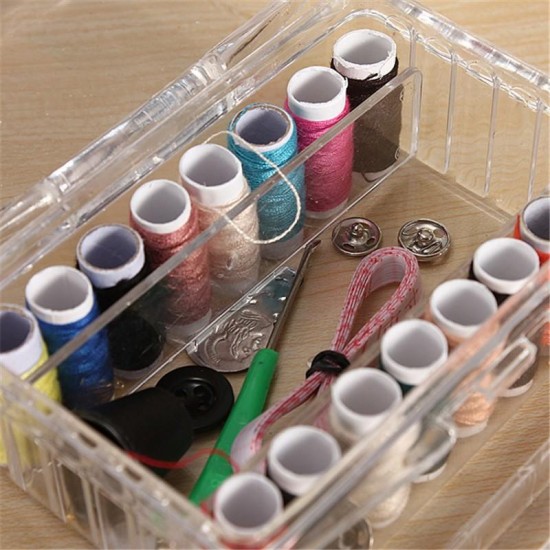 40Pcs/Set Sewing Kit Thread Threader Needle Tape Measure Scissor Thimble Storage Box