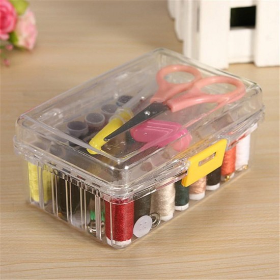 40Pcs/Set Sewing Kit Thread Threader Needle Tape Measure Scissor Thimble Storage Box