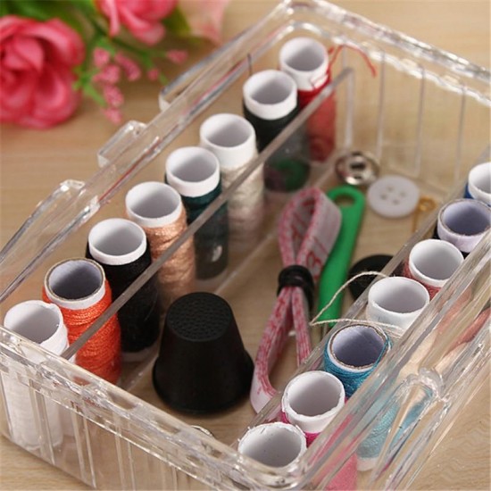 40Pcs/Set Sewing Kit Thread Threader Needle Tape Measure Scissor Thimble Storage Box