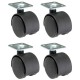 4Pcs Office Chair Swivel Castors Caster Wheels Nylon Chair Wheels