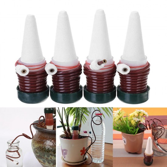4Pcs/Set Plant Water Dripper Dispenser Garden Automatic Water Flow Droppers Water Bottle Drip Irrigation Watering System Kits w/ Water Pipe