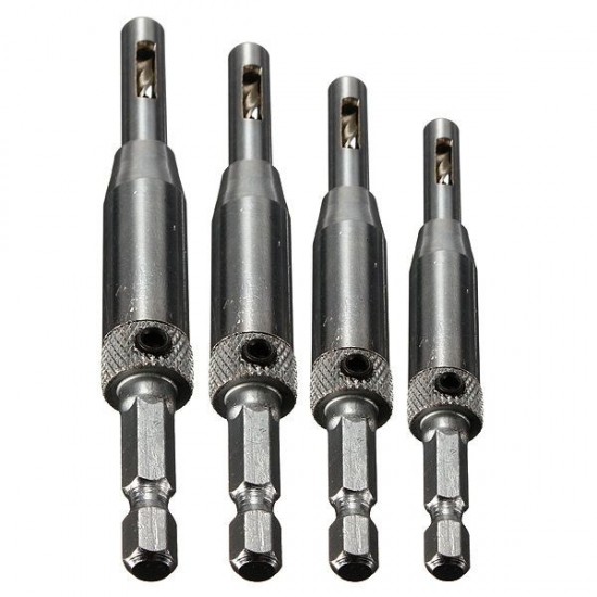 4pcs Self Centering Hinge Wood Drill Bits Set 5/64 7/64 9/64 11/64