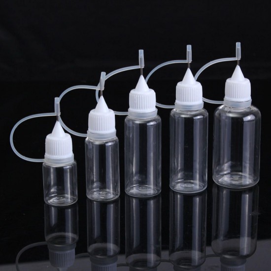 5-30ml PET Empty Plastic Squeezable Liquid Dropper Bottles Needle Tip Convenient