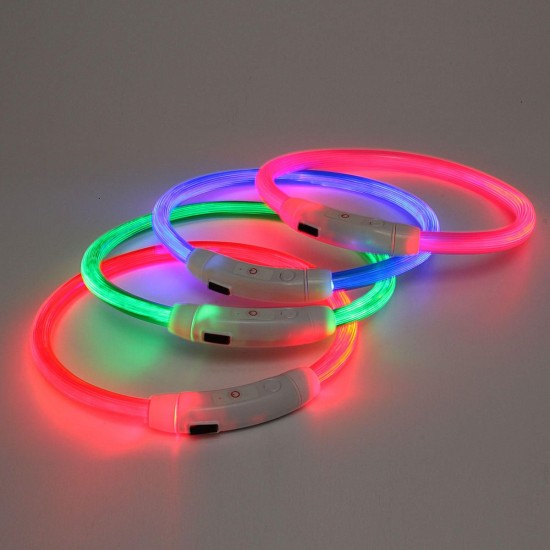 50CM Pet Dog Rechargeable USB Waterproof LED Flashing Light Band Collar