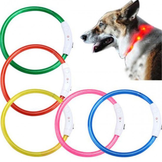 50CM Pet Dog Rechargeable USB Waterproof LED Flashing Light Band Collar