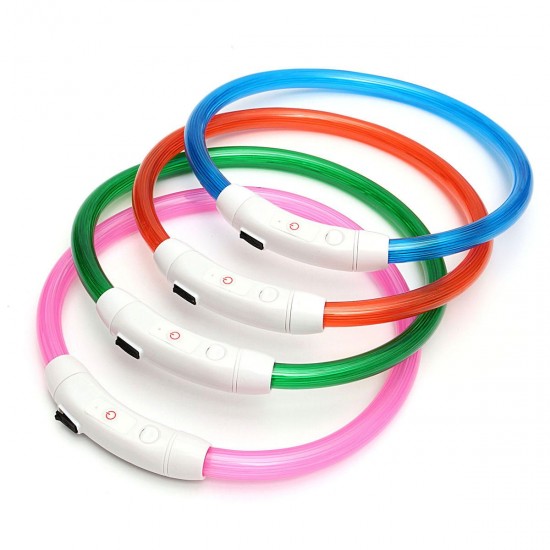 50CM Pet Dog Rechargeable USB Waterproof LED Flashing Light Band Collar