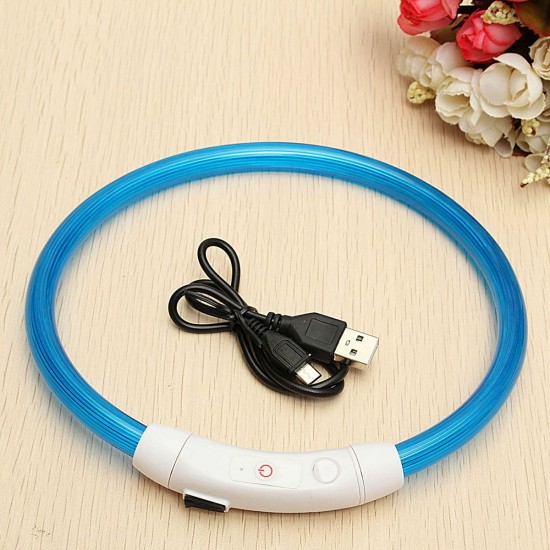 50CM Pet Dog Rechargeable USB Waterproof LED Flashing Light Band Collar