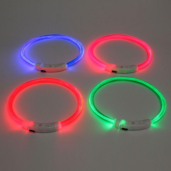 50CM Pet Dog Rechargeable USB Waterproof LED Flashing Light Band Collar