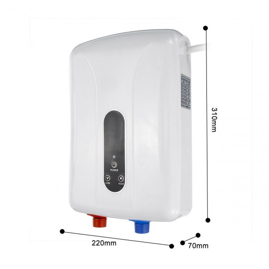 5500W 220V Mini Electric Hot Water Heater Shower Frequency Instant Thermostat Intelligent