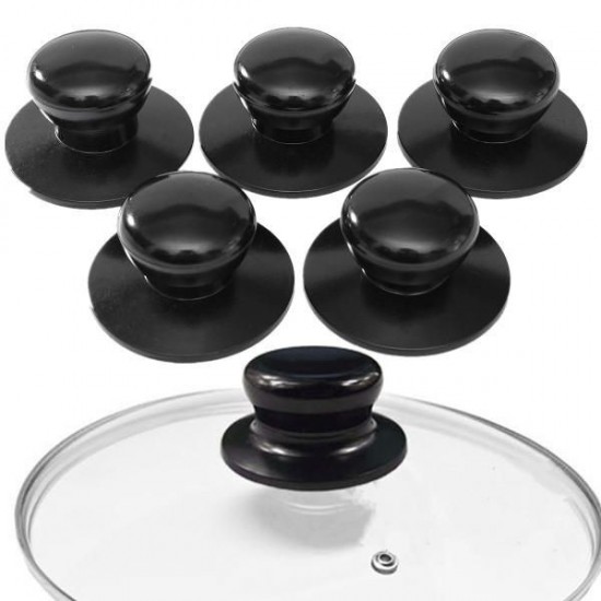 5Pcs Black Plastic Cover Handles Knobs For Pot Saucepan Kettle Lid