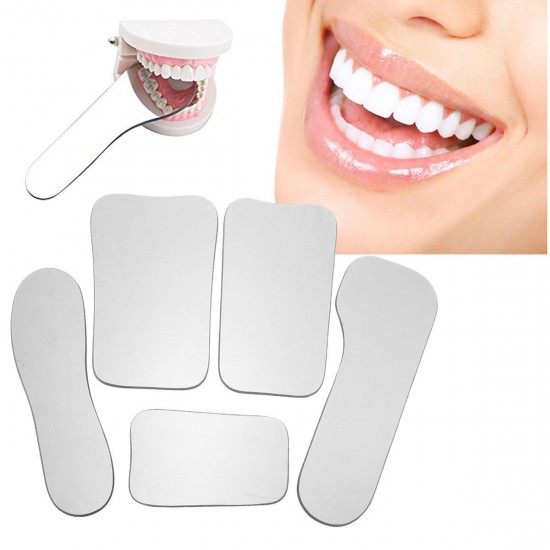 5Pcs Dental Intraoral Photographic Glass Mirror Rhodium Occlusal 2-Sided Reflector Set