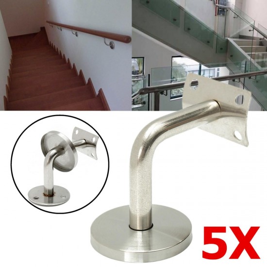 5pcs Stainless Steel Handrail Brackets Stair Guard Rail Wall Mount Brackets