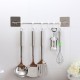 6 Hook Vacuum Sticker Stainless Steel Towel Holder Rack Bathroom Non-marking Wall MECO