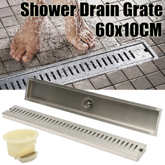 600mm Stainless Steel Drain Grate Brushed Insert Linear Bathroom Shower Floor Drain