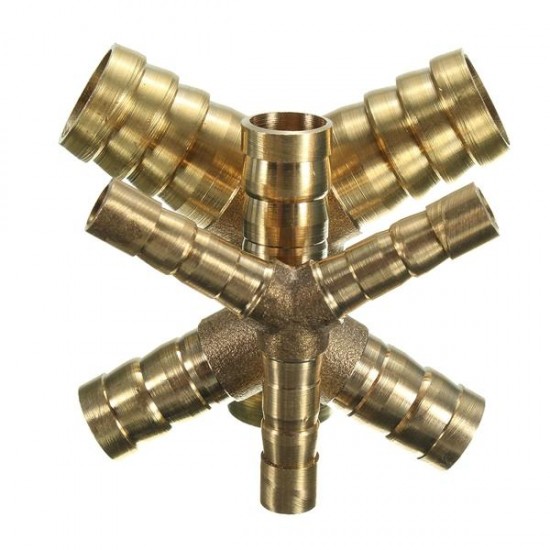 6/10/14mm Solid Brass Y Connector 3 Ways Hose Joiner Barbed Y Splitter