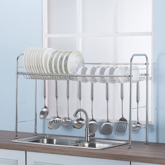 64/74/84/94CM Stainless Steel Kitchen Rack Dish Drain Shelf Drying Holder Over Sink