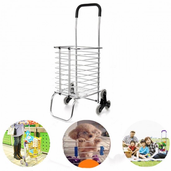 65kg Stair Climbing Folding Shopping Grocery Basket Cart Luggage Trolley 6 Wheel Trailer