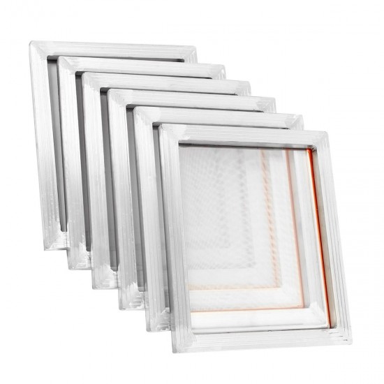 6Pcs 14''x10'' Aluminium Alloy Silk Screen Printing Frame w 110 White Mesh Count