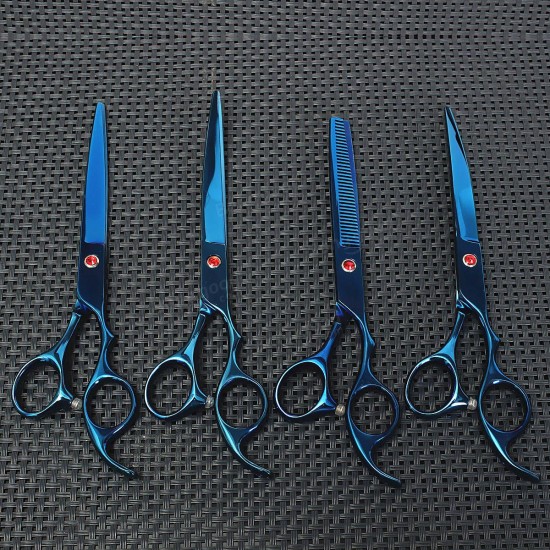 6Pcs Set PetT Dog Hair Cutting Plating Scissors Grooming set Curved Professional Hair Scissors Tool