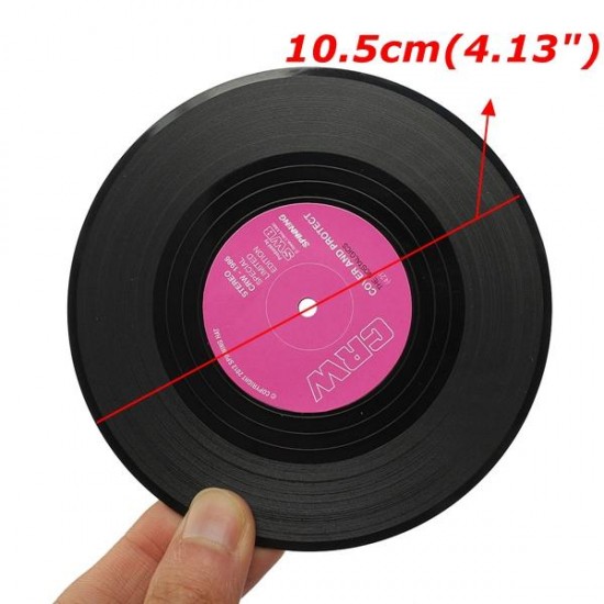 6pcs Vinyl Record Coaster Coffee Mug Holder Cup Mat Retro Placemat