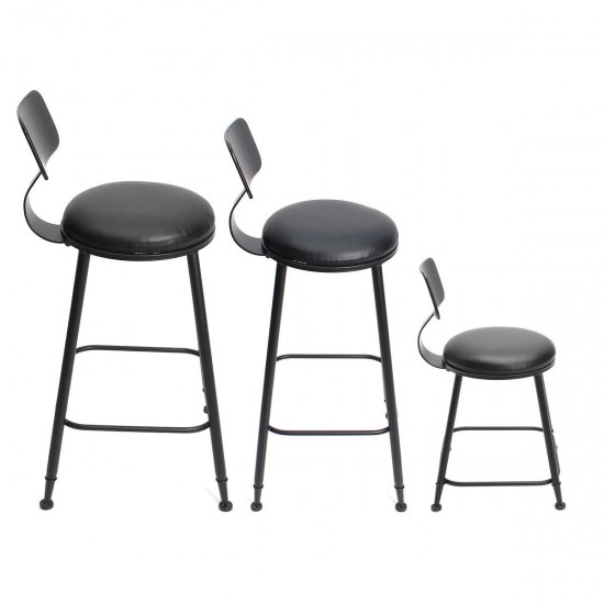 75/65/45cm Industrial Rustic Retro Metal Bar Stool Leather Back Counter Chair Decorations