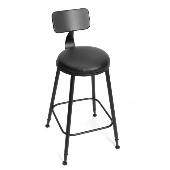 75/65/45cm Industrial Rustic Retro Metal Bar Stool Leather Back Counter Chair Decorations