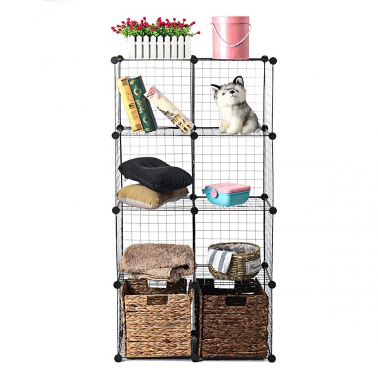 8-Cube Kitchen Storage Shelves Closet Organizer Stackable Rack Metal Grid Wire Home