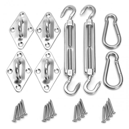 8Pcs Stainless Steel Outdoor Sun Sail Shade Canopy DIY Fixing Fittings Hardware Accessory Tools Kit