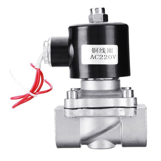 AC 220V Electric Solenoid Valve 2W20 Stainless Steel For Water Gas Air Oil