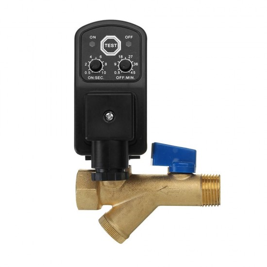 AC220V 1/2'' Brass Electric Solenoid Automatic Timer Air Compressor Cold Dryer Drain Water Valve