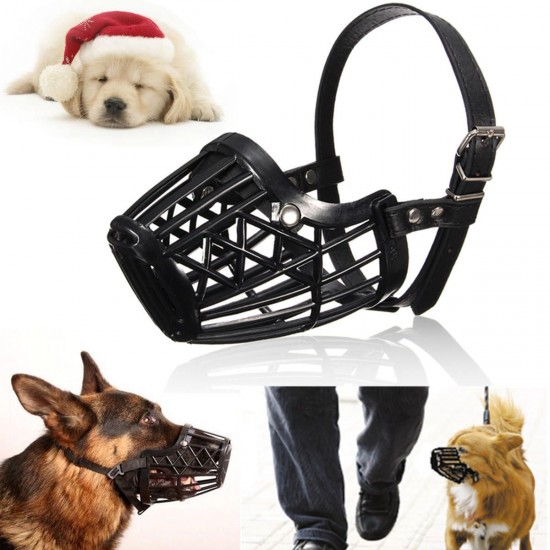 Adjustable Pet Dog No Bite Plastic Basket Muzzle Cage Mouth Mesh Cover 7 Sizes