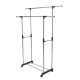 Adjustable Stainless Steel Rolling Rail Movement Cloth Storage Drying Rack Double Bar Hanger Garment