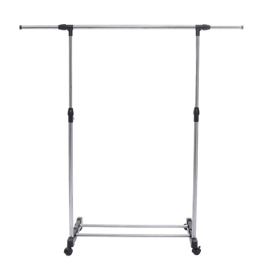 Adjustable Stainless Steel Rolling Rail Movement Cloth Storage Drying Rack Double Bar Hanger Garment