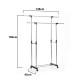 Adjustable Stainless Steel Rolling Rail Movement Cloth Storage Drying Rack Double Bar Hanger Garment