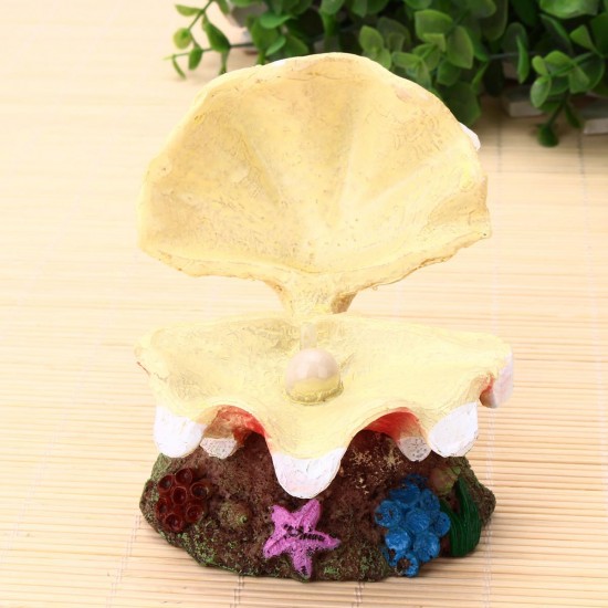 Aquarium Shell Pearl Shape Air Stone Bubbler Bubbling Decorations Fish Tank Sea Shell Ornament