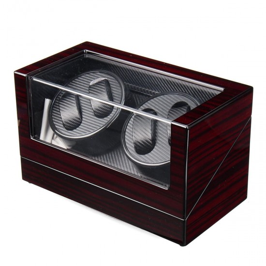 Automatic Watch Winder Carbon Fiber Jewelry Storage Case Watches Display Box 2 Unites