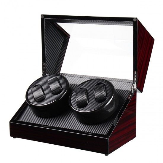 Automatic Watch Winder Carbon Fiber Jewelry Storage Case Watches Display Box 2 Unites