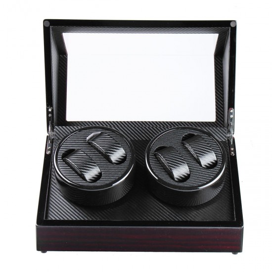 Automatic Watch Winder Carbon Fiber Jewelry Storage Case Watches Display Box 2 Unites