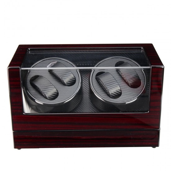 Automatic Watch Winder Carbon Fiber Jewelry Storage Case Watches Display Box 2 Unites