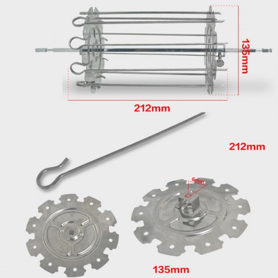 BBQ Steel Metal Roaster Rotisserie Skewers Needle Cage Oven Kebab Maker Grill