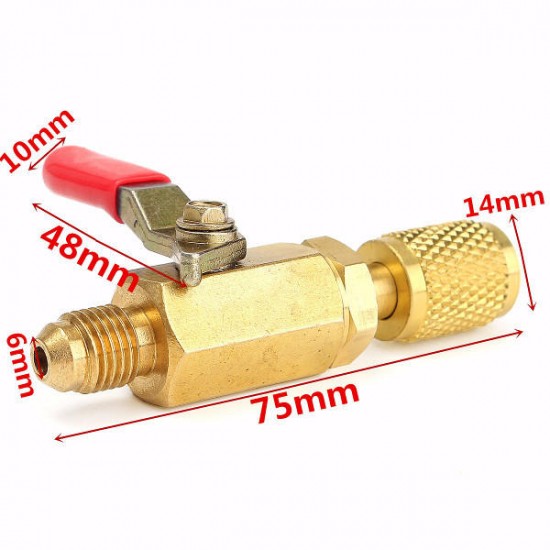 Brass Straight Ball Valves 1/4Inch SAE 800PSI Fittings For AC Hoses R410a